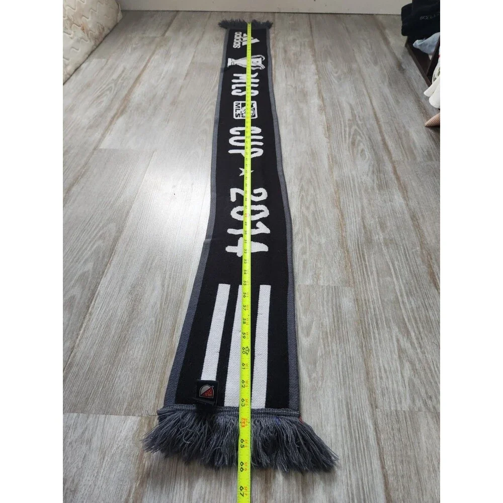 LA Galaxy MLS Cup 2014 Champions Scarf Adidas Soccer Fan Knit Fringe Black Gray